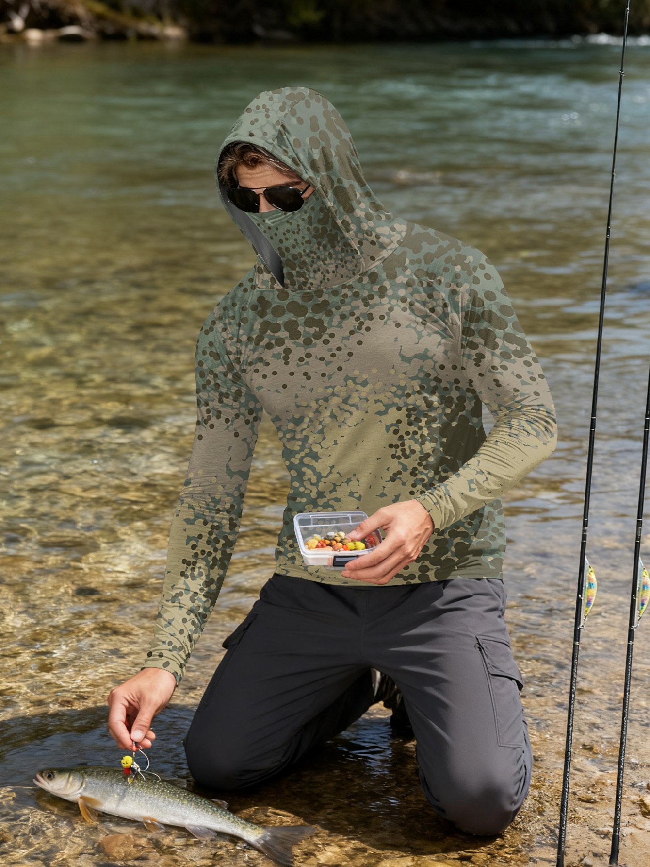 Men's Fishing Hooded Long-Slee - Fishing Shirt Uv Protection のレビューと価格