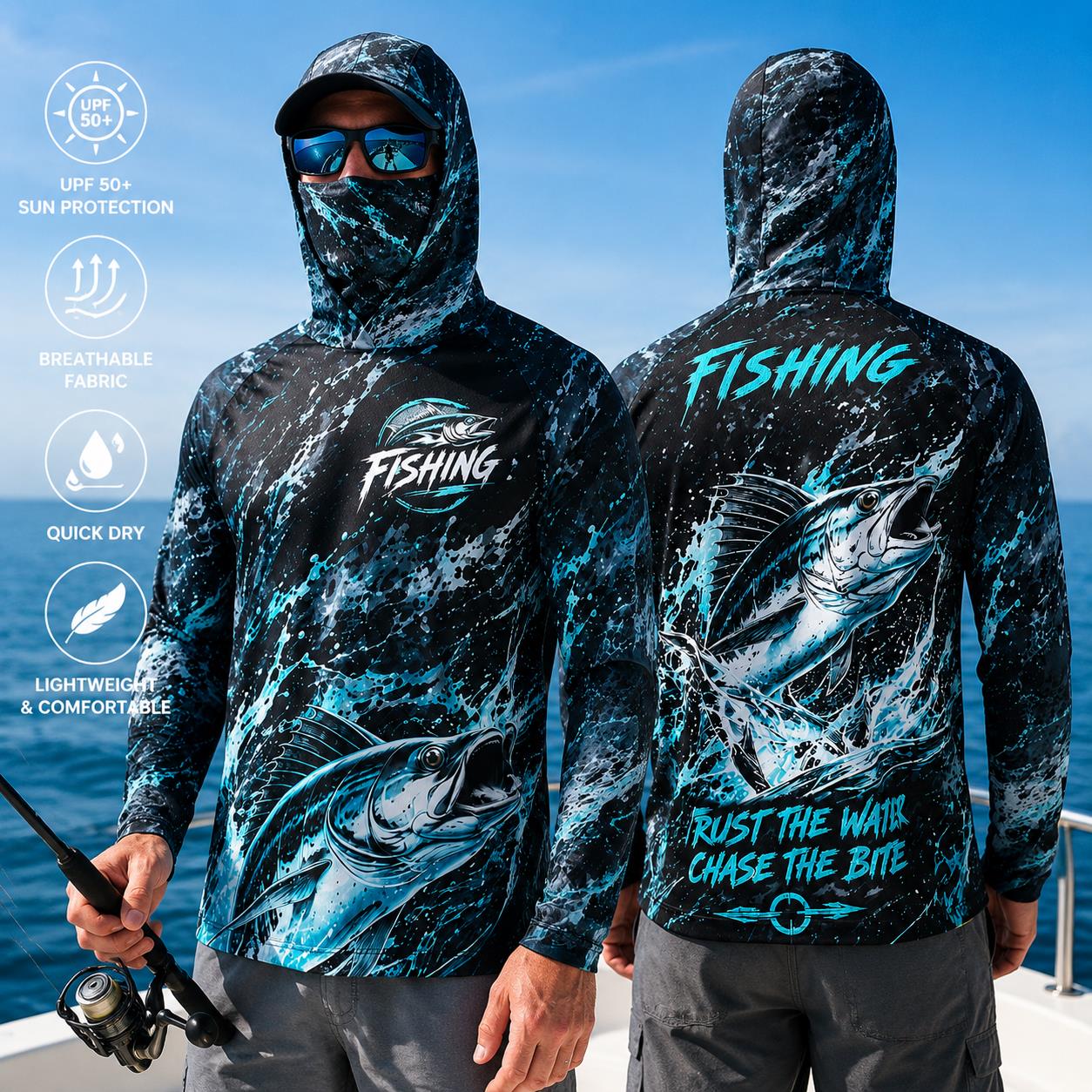 Men's Hooded Fishing Shirt UPF - Fishing Hoodie のレビューと価格