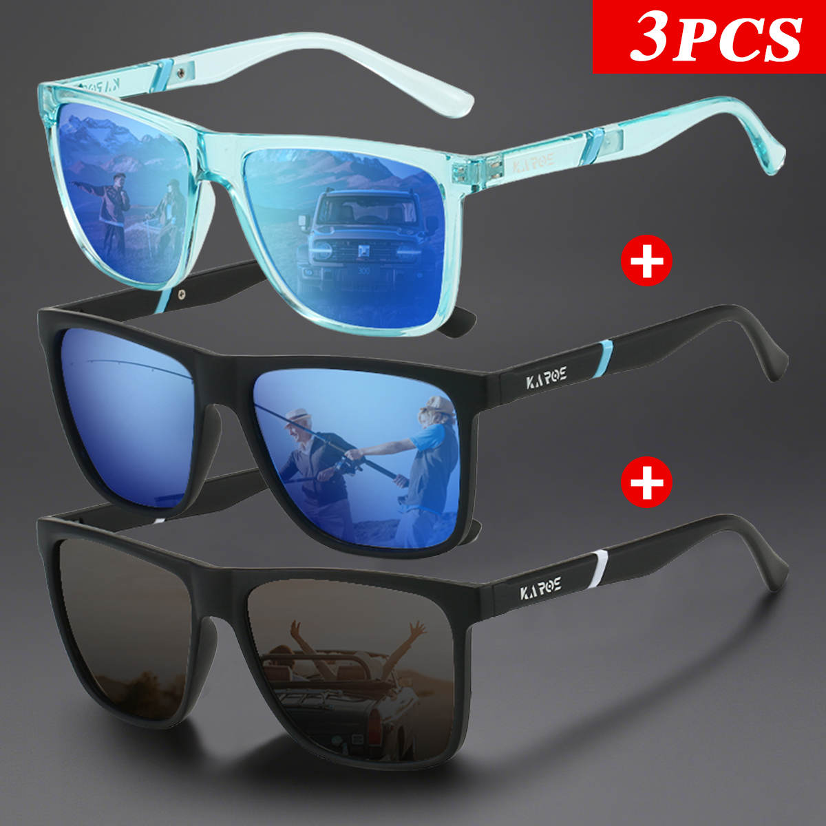 3Pcs/Set Karos Polarized Sungl - Fishing Sunglasses Polarized のレビューと価格